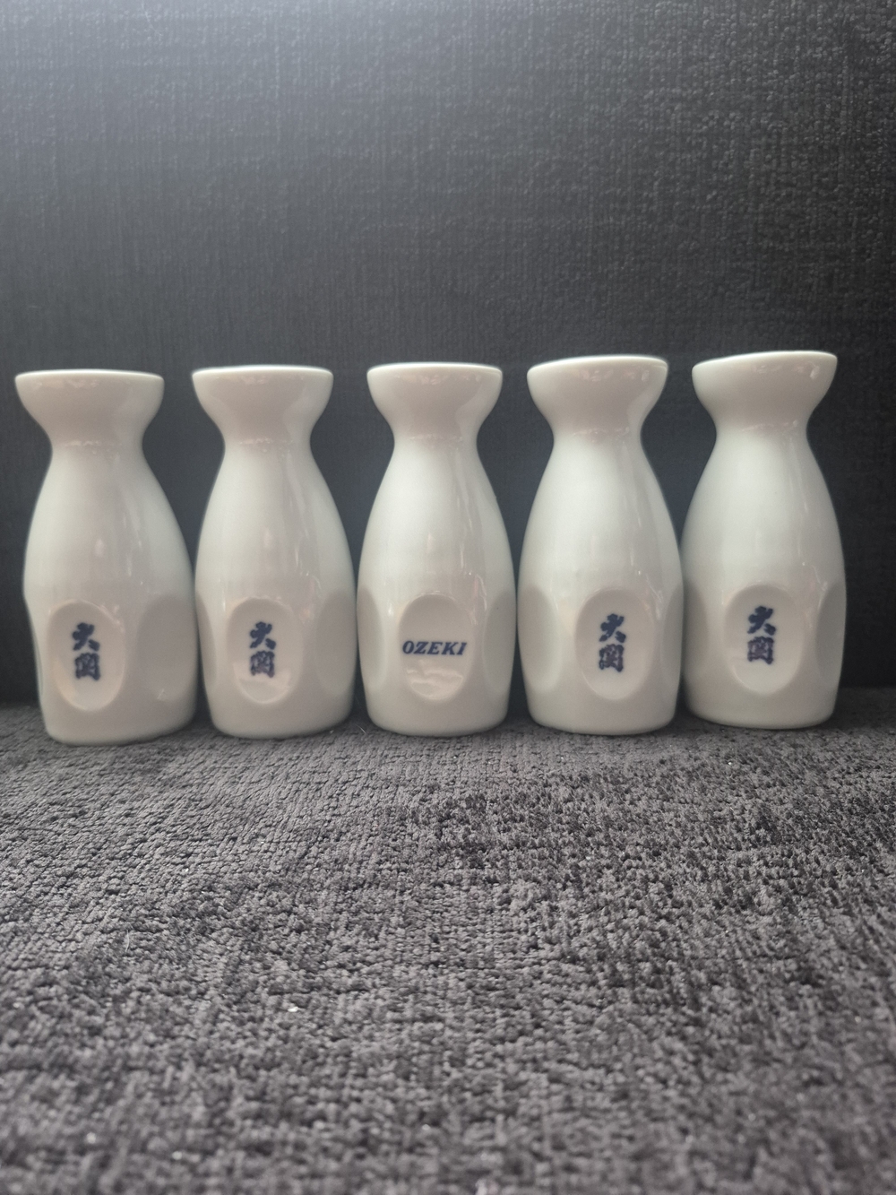 Vintage Ozeki White Porcelain Sake Bottle Marusah Japan - Set of 5